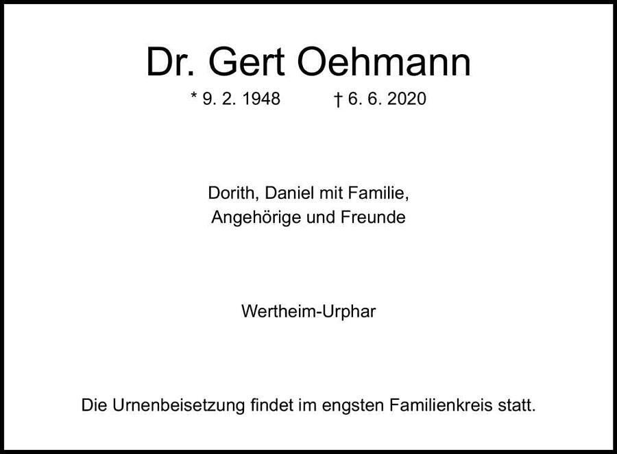 Dr. Gert Oehmann