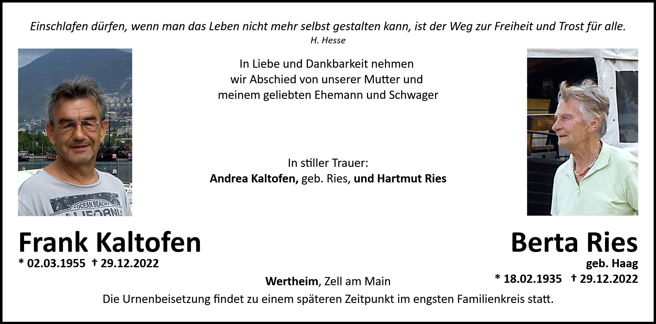 Berta Ries & Frank Kaltofen