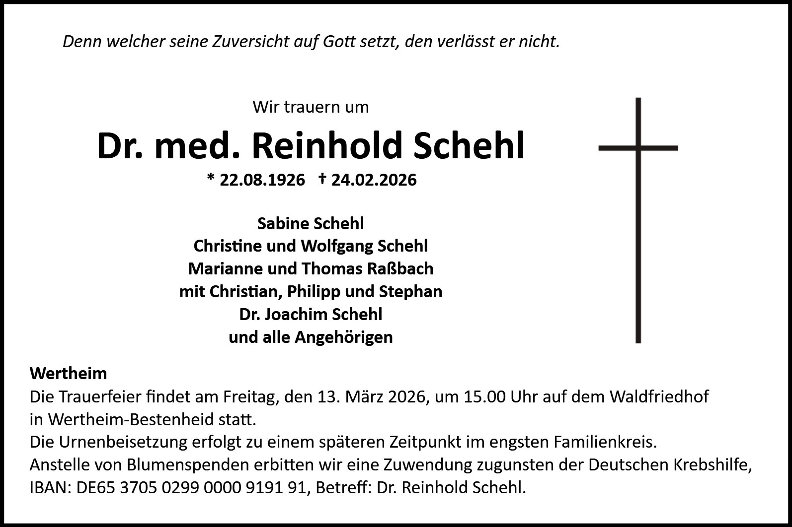 Dr. med. Reinhold Schehl