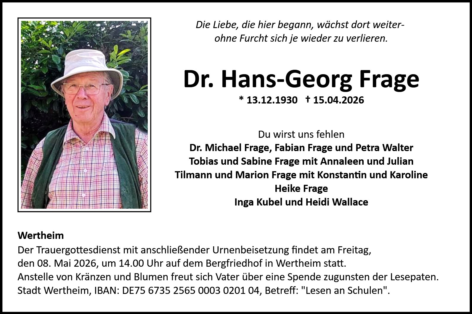 Dr. Hans-Georg Frage